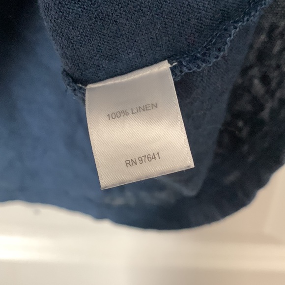 J. Jill Love Linen 100% linen short sleeve navy shirt - Picture 4 of 4